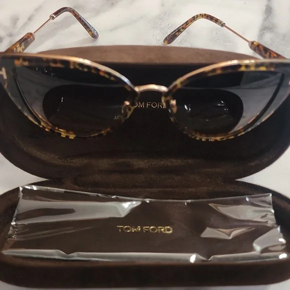 NEW Authentic Tom Ford Anjelica-02 Leopard Cat Eye Sunglasses - Picture 5 of 9